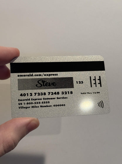 Inspired by Minecraft Pretend Credit Card Novelty Prop Card  -Villager Emerald Express