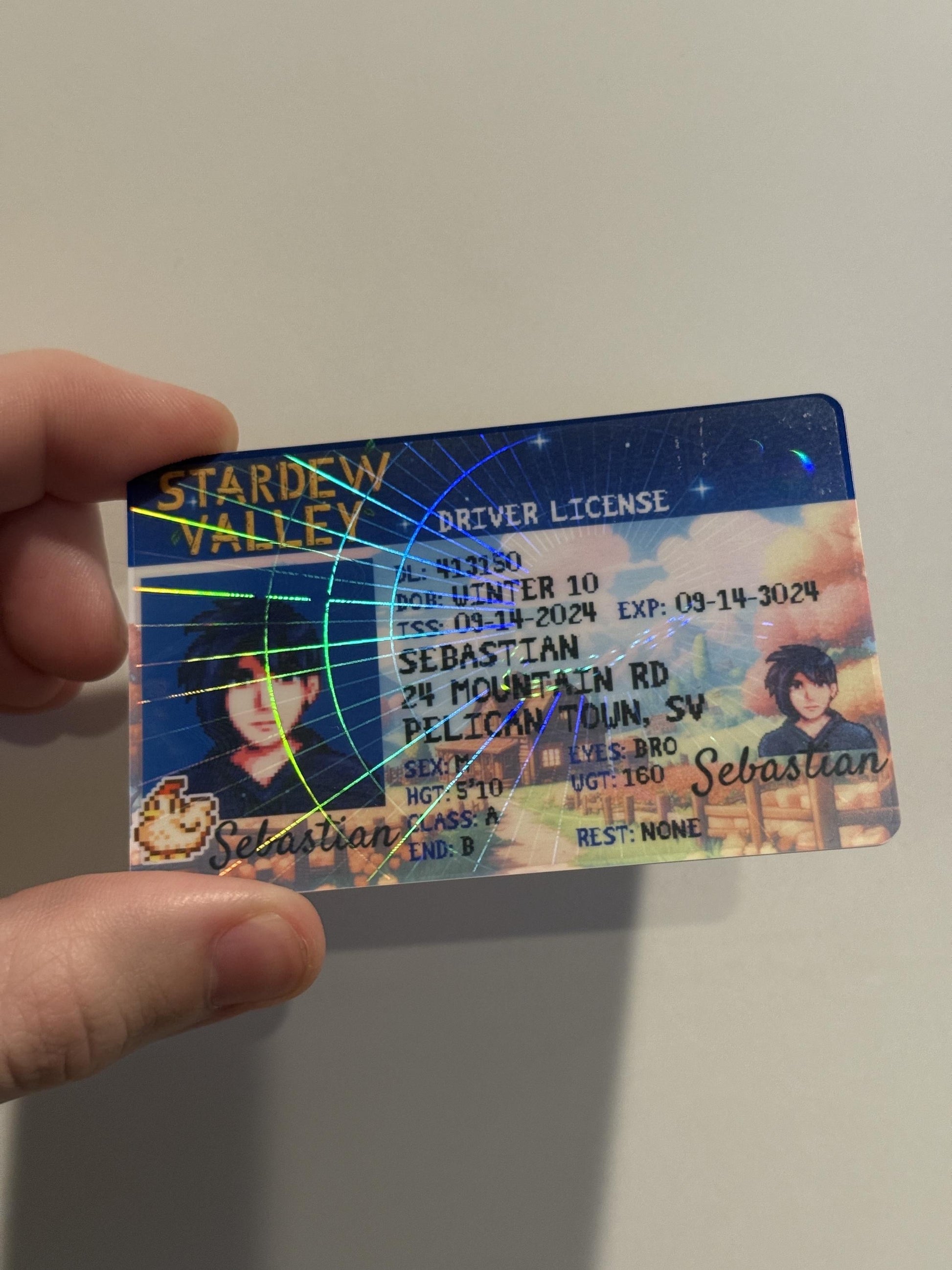 Stardew Valley custom PVC card with hologram displayed inside hand