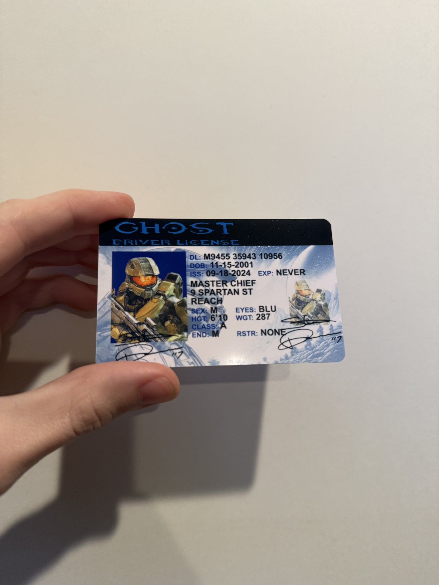 Sci-fi soldier–style custom PVC card with futuristic design, credit-card size plastic insert