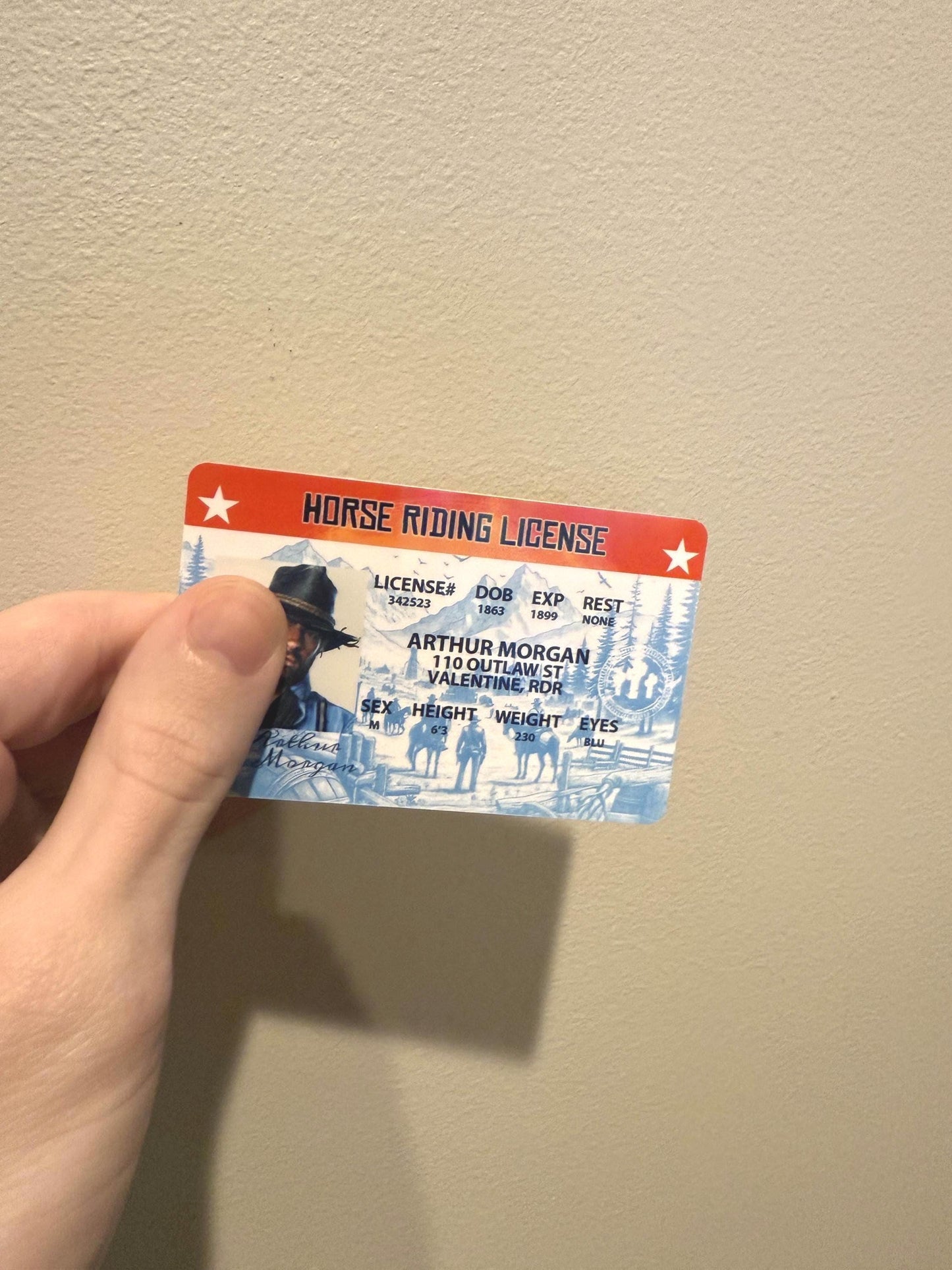 Western outlaw–style custom PVC card with rugged design, credit-card size plastic insert